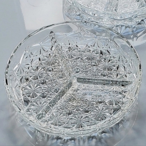 Vntg Daisy & Button 3 Part Crystal Dish - Picture 2 of 6